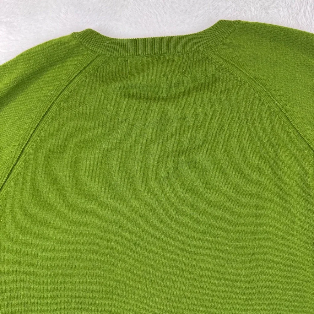 Banana Republic Sweater Mens XL Green Italian Merino Wool Crew Neck Raglan
